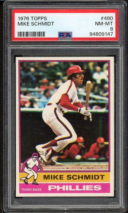 1976 Topps Baseball #480 Mike Schmidt Phillies PSA 8 NM/MT 565314