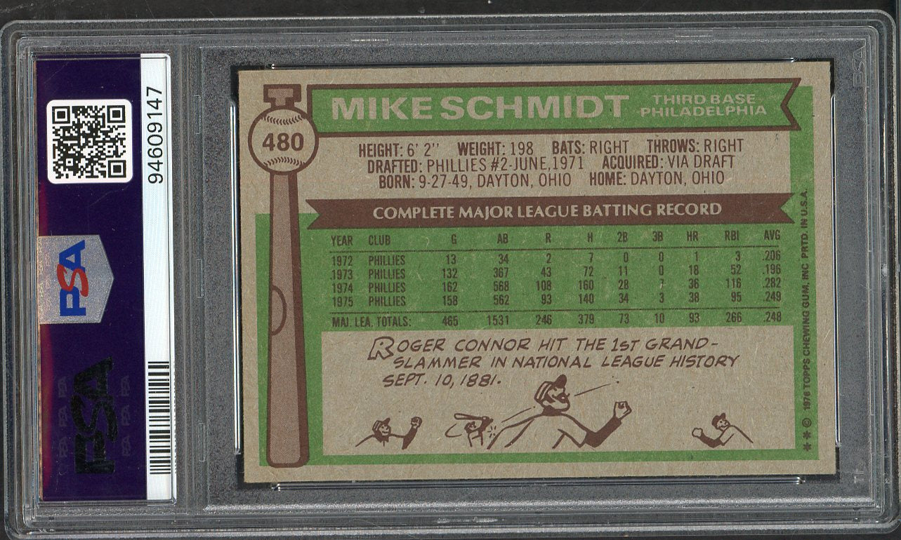 1976 Topps Baseball #480 Mike Schmidt Phillies PSA 8 NM/MT 565314