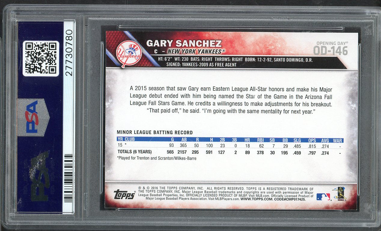 2016 Topps Opening Day #OD146 Gary Sanchez Yankees PSA 9 MINT 565315