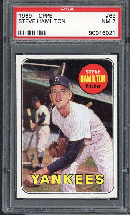 1969 Topps Baseball # 69 Steve Hamilton Yankees PSA 7 NM 565319