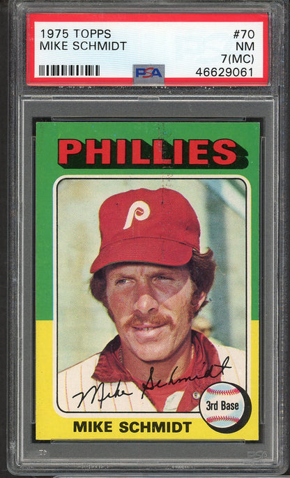 1975 Topps Baseball # 70 Mike Schmidt Phillies PSA 7 NM mc 565324