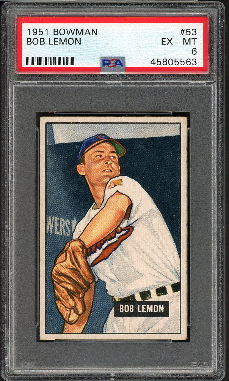 1951 Bowman Baseball # 53 Bob Lemon Indians PSA 6 EX-MT 565325