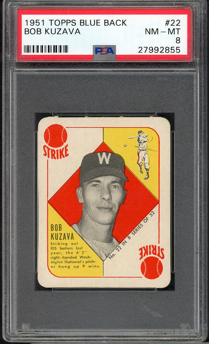 1951 Topps Blue Backs # 22 Bob Kuzava Senators PSA 8 NM/MT 565327