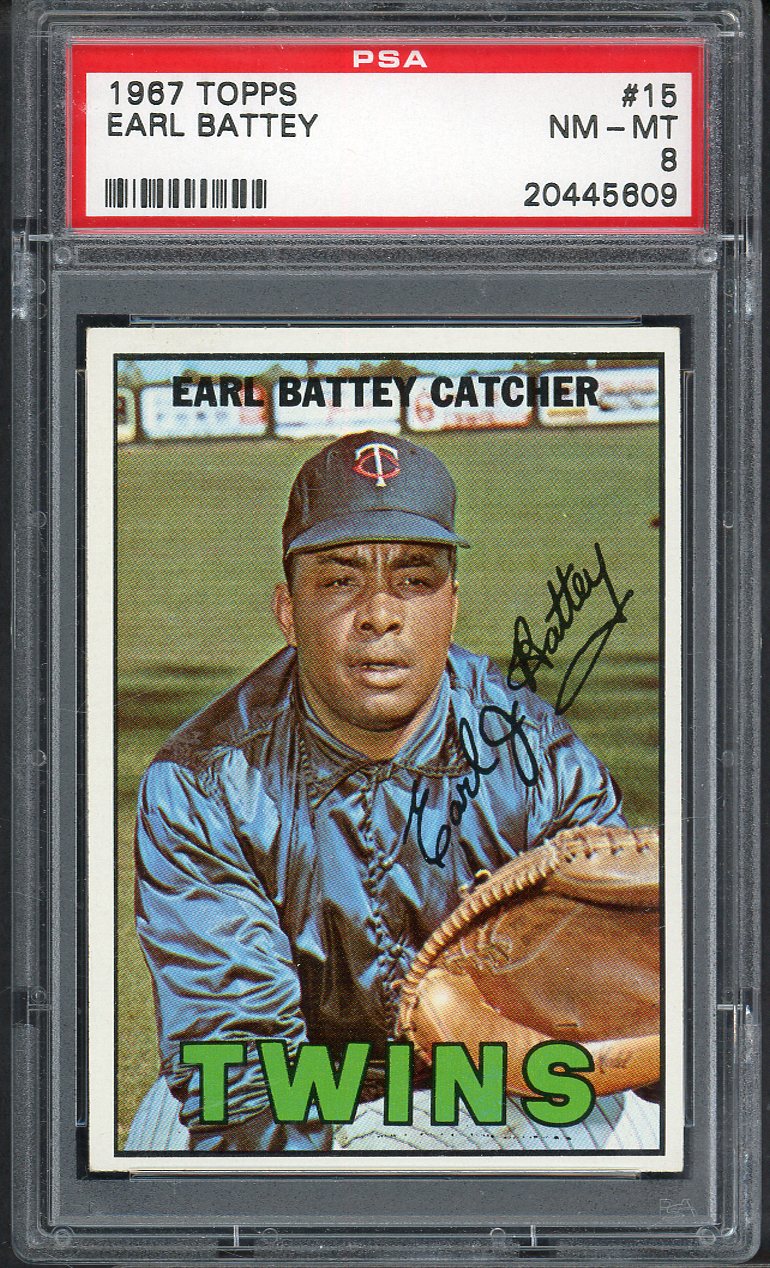 1967 Topps Baseball # 14 Earl Battey Twins PSA 8 NM/MT 565328