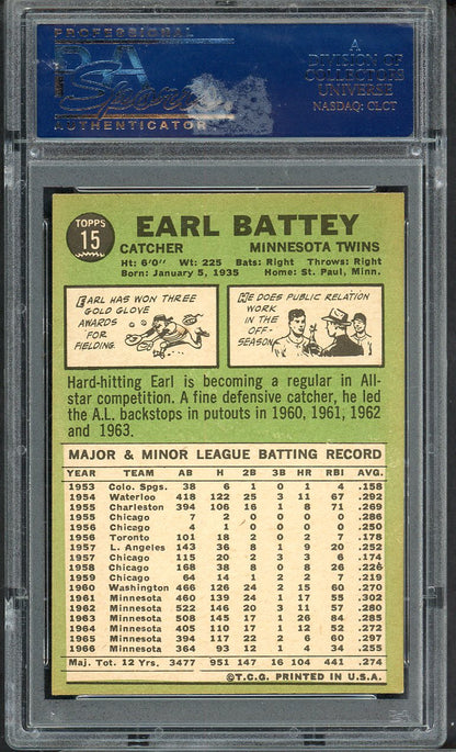 1967 Topps Baseball # 14 Earl Battey Twins PSA 8 NM/MT 565328