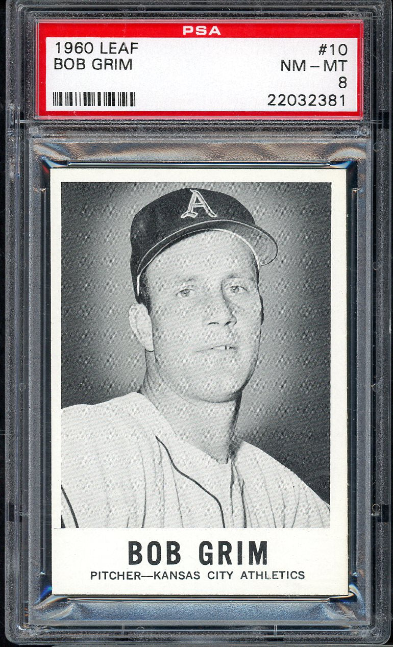 1960 Leaf Baseball # 10 Bob Grim A's PSA 8 NM/MT 565331