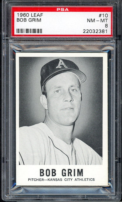 1960 Leaf Baseball # 10 Bob Grim A's PSA 8 NM/MT 565331