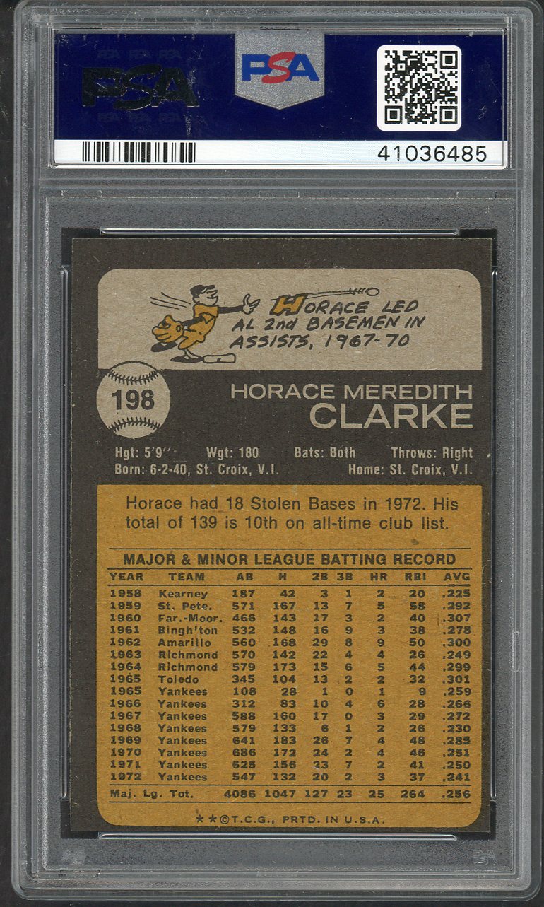 1973 Topps Baseball #198 Horace Clarke Yankees PSA 9 MINT 565333