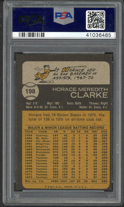 1973 Topps Baseball #198 Horace Clarke Yankees PSA 9 MINT 565333