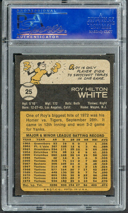 1973 Topps Baseball # 25 Roy White Yankees PSA 9 MINT 565334