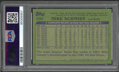 1982 Topps #100 Mike Schmidt Phillies PSA 8 NM/MT 565336
