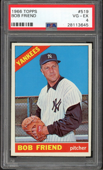 1966 Topps Baseball #519 Bob Friend Yankees PSA 4 VG-EX 565339