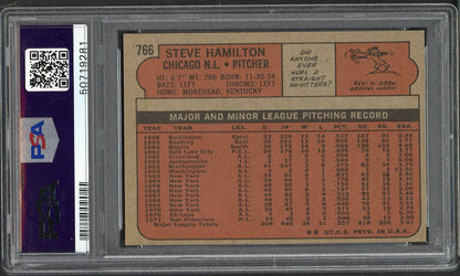 1972 Topps Baseball #766 Steve Hamilton Cubs PSA 8 NM/MT 565342