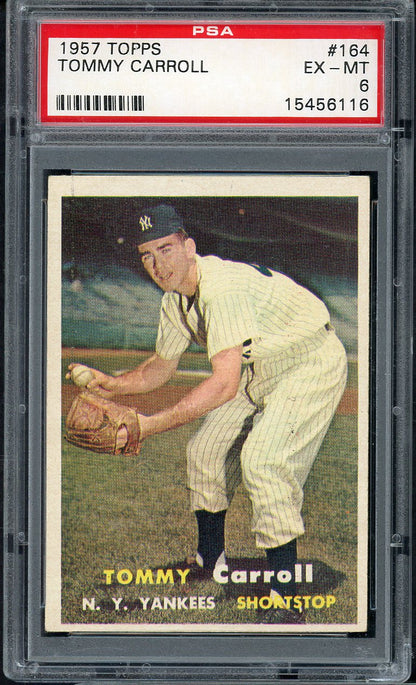 1957 Topps Baseball #164 Tommy Carroll Yankees PSA 6 EX-MT 565343