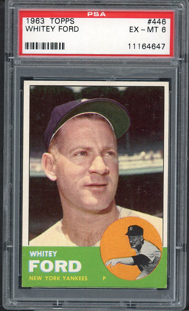 1963 Topps Baseball #446 Whitey Ford Yankees PSA 6 EX-MT 565344