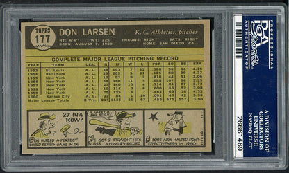 1961 Topps Baseball #177 Don Larsen A's PSA 7 NM 565346