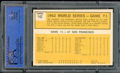 1963 Topps Baseball #142 World Series Game 1 Whitey Ford PSA 7 NM 565347