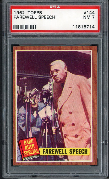 1962 Topps Baseball #144 Babe Ruth Yankees PSA 7 NM 565348