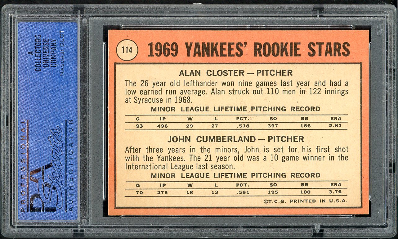 1969 Topps Baseball #114 Alan Closter Yankees PSA 8 NM/MT 565353