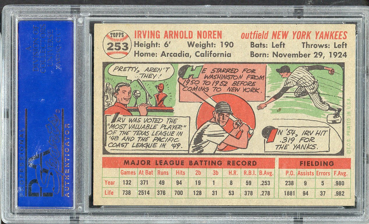 1956 Topps Baseball #253 Irv Noren Yankees PSA 7 NM 565355