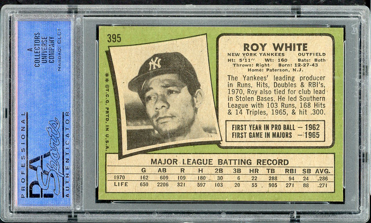 1971 Topps Baseball #395 Roy White Yankees PSA 8 NM/MT 565357