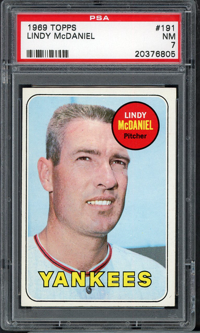 1969 Topps Baseball #191 Lindy McDaniel Yankees PSA 7 NM 565362