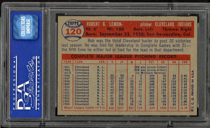 1957 Topps Baseball #120 Bob Lemon Indians PSA 7 NM 565363