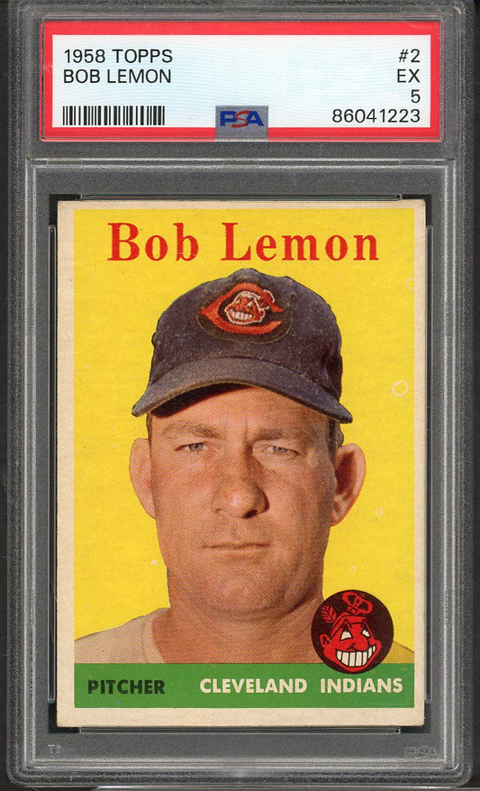 1958 Topps Baseball #  2 Bob Lemon Indians PSA 5 EX 565364