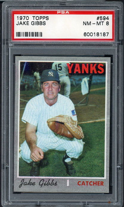 1970 Topps Baseball #594 Jake Gibbs Yankees PSA 8 NM/MT 565365