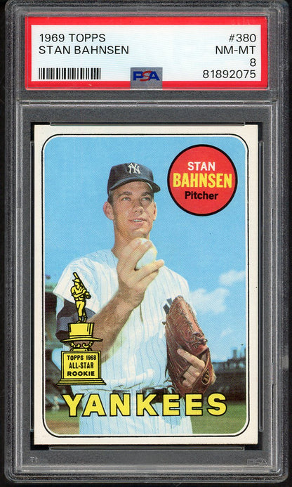 1969 Topps Baseball #380 Stan Bahnsen Yankees PSA 8 NM/MT 565366
