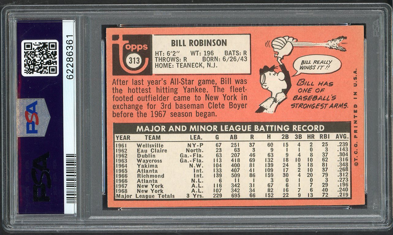 1969 Topps Baseball #313 Bill Robinson Yankees PSA 6 EX-MT 565370