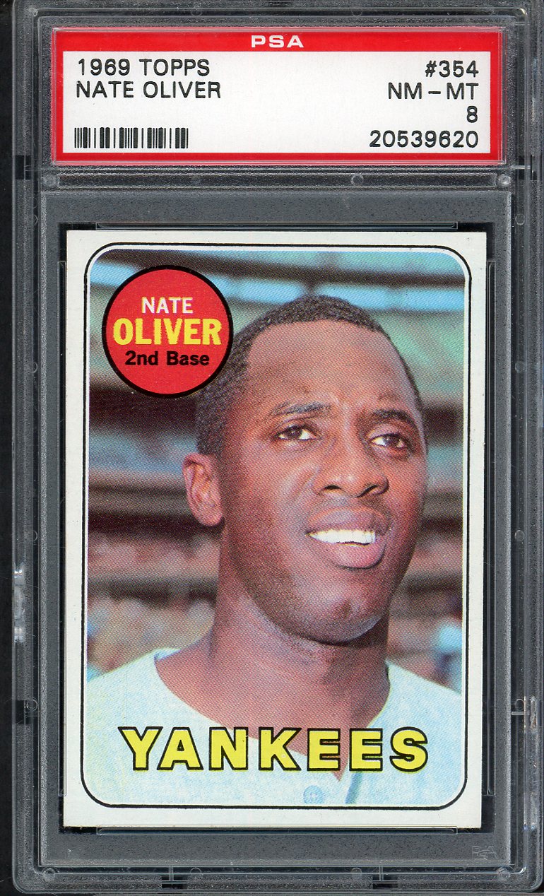 1969 Topps Baseball #354 Nate Oliver Yankees PSA 8 NM/MT 565372