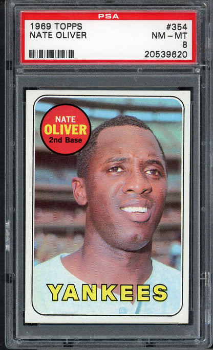 1969 Topps Baseball #354 Nate Oliver Yankees PSA 8 NM/MT 565372
