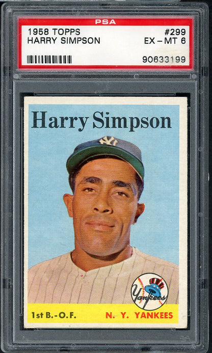 1958 Topps Baseball #299 Harry Simpson Yankees PSA 6 EX-MT 565373