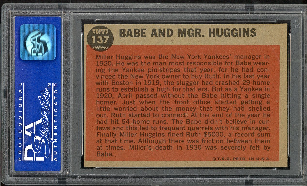 1962 Topps Baseball #137 Babe Ruth Yankees PSA 7 NM 565375