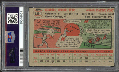 1956 Topps Baseball #194 Monte Irvin Cubs PSA 5 EX 565379
