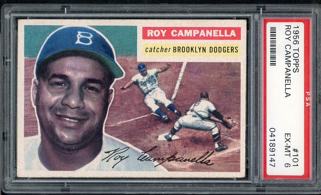 1956 Topps Baseball #101 Roy Campanella Dodgers PSA 6 EX-MT Gray 565380