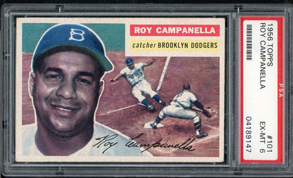 1956 Topps Baseball #101 Roy Campanella Dodgers PSA 6 EX-MT Gray 565380