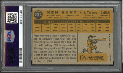 1960 Topps Baseball #522 Ken Hunt Yankees PSA 8 NM/MT 565381
