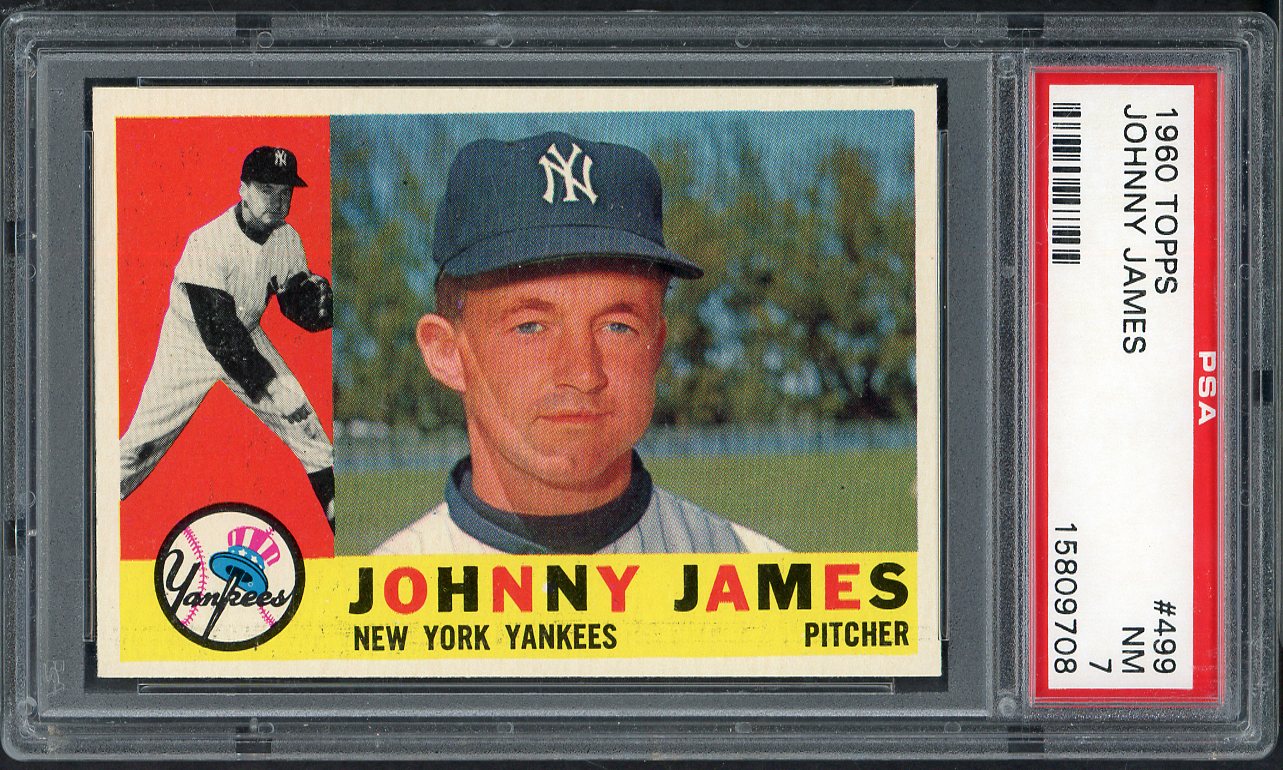 1960 Topps Baseball #499 Johnny James Yankees PSA 7 NM 565382