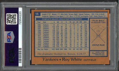 1978 Topps Baseball # 16 Roy White Yankees PSA 9 MINT 565385