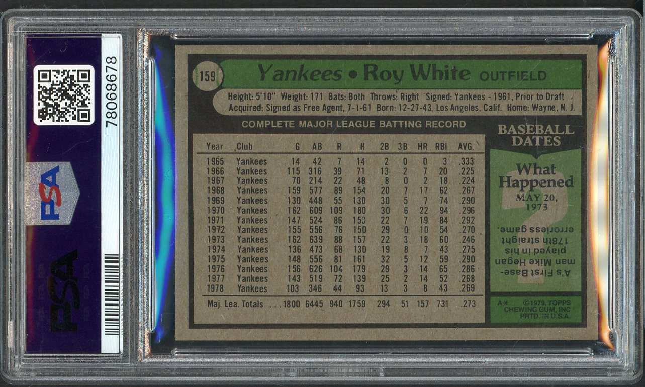 1979 Topps Baseball #159 Roy White Yankees PSA 8 NM/MT 565386