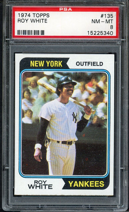 1974 Topps Baseball #135 Roy White Yankees PSA 8 NM/MT 565388
