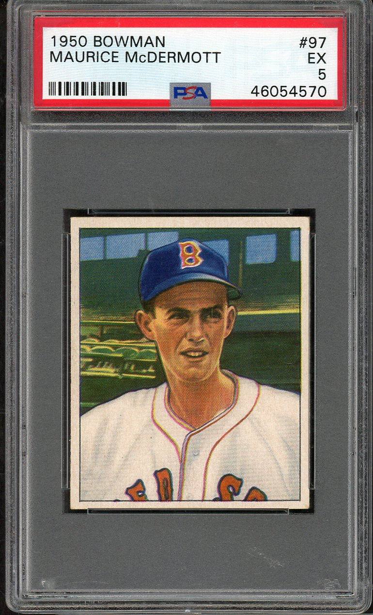 1950 Bowman Baseball # 97 Maurice McDermott Red Sox PSA 5 EX 565391