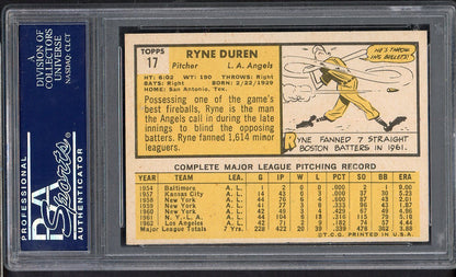 1963 Topps Baseball # 17 Ryne Duren Angels PSA 6 EX-MT 565392