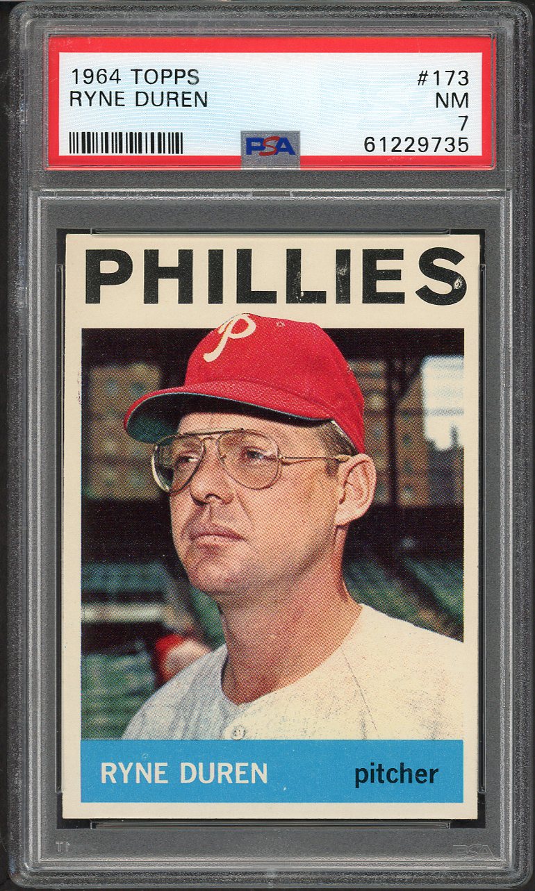 1964 Topps Baseball #173 Ryne Duren Phillies PSA 7 NM 565393