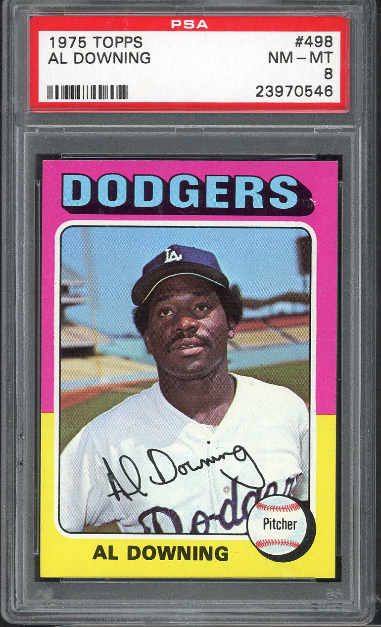 1975 Topps Baseball #498 Al Downing Dodgers PSA 8 NM/MT 565395