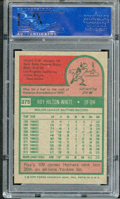 1975 Topps Baseball #375 Roy White Yankees PSA 9 MINT 565396