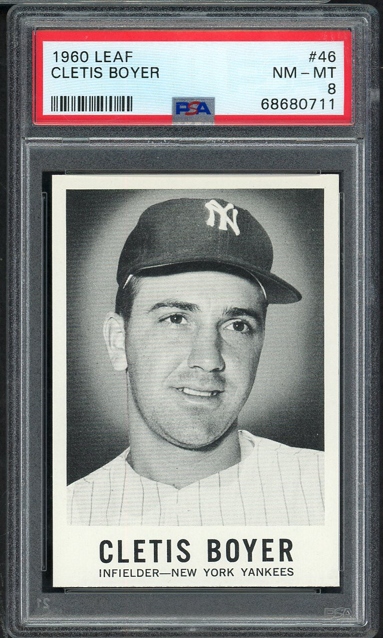 1960 Leaf Baseball # 46 Clete Boyer Yankees PSA 8 NM/MT 565402