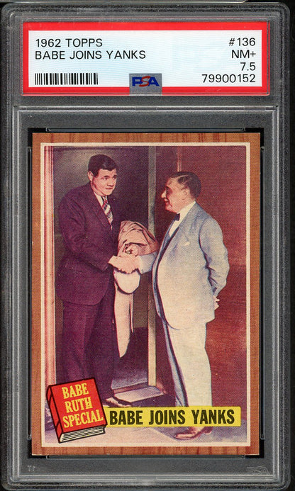 1962 Topps Baseball #136 Babe Ruth Yankees PSA 7.5 NM+ 565405